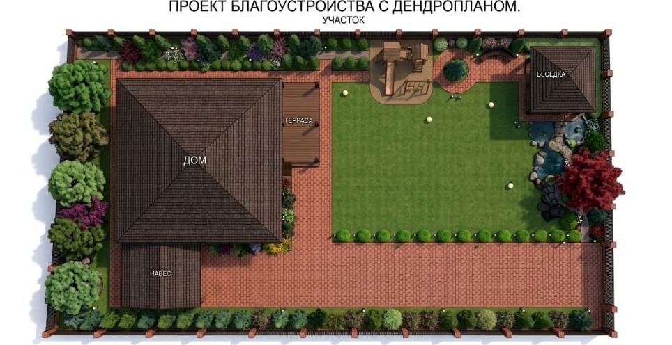 Генеральный план усадьбы с дендропланом